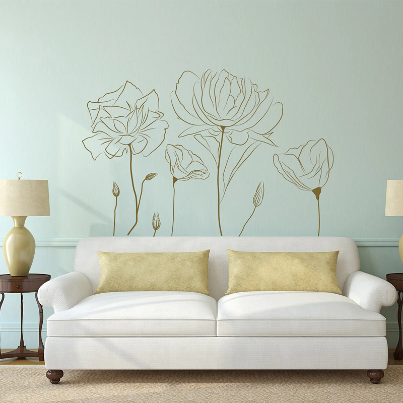 Monstera Thai Constellation - Stiker Dinding Pola Bunga Poppy Tanaman