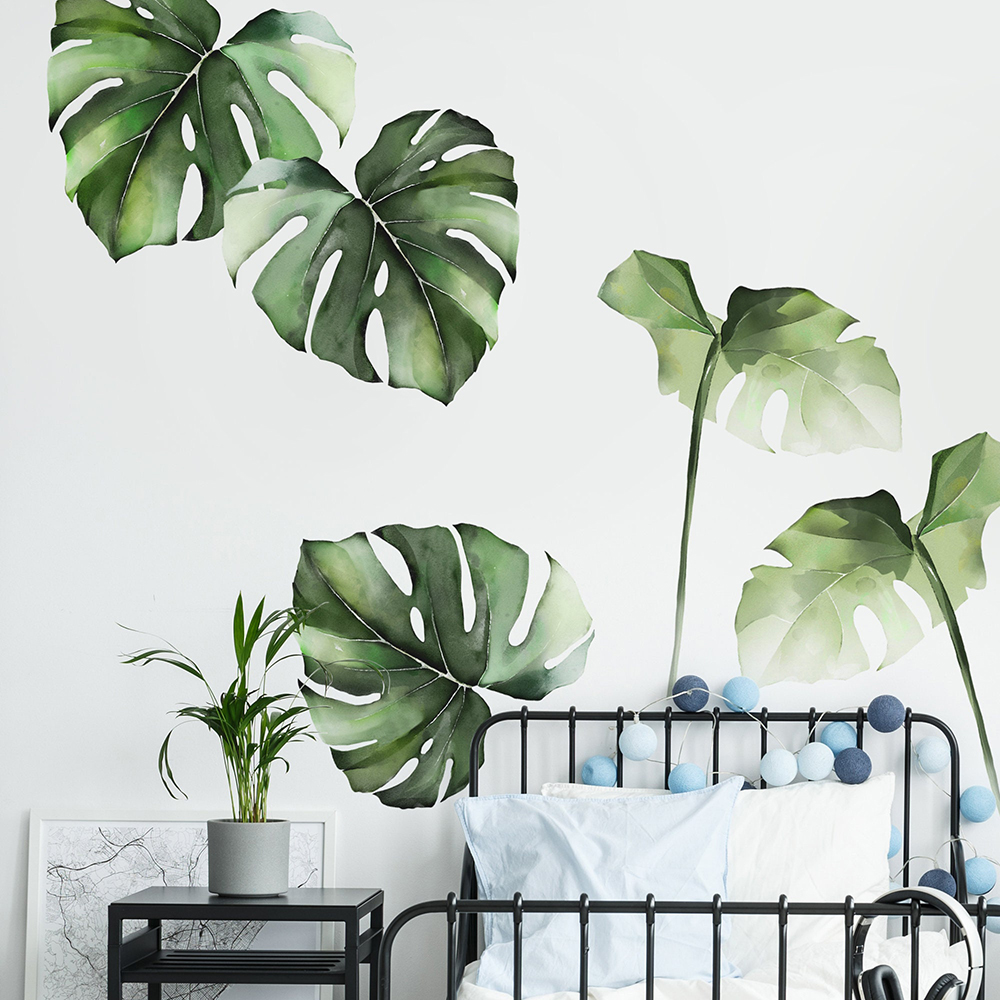 Monstera Thai Constellation - Stiker Dinding Daun Hutan Tropis Monstera