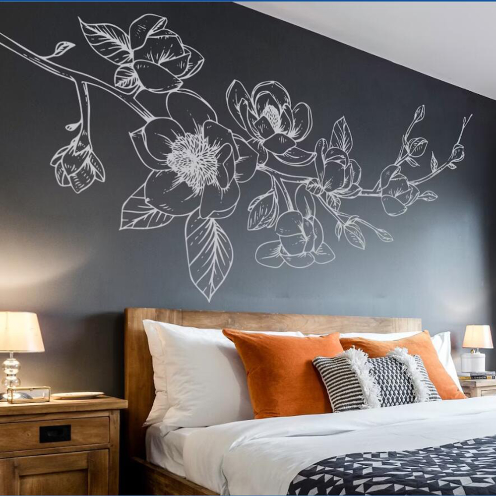 Monstera Thai Constellation - Stiker Dinding Bunga Magnolia Besar Kamar