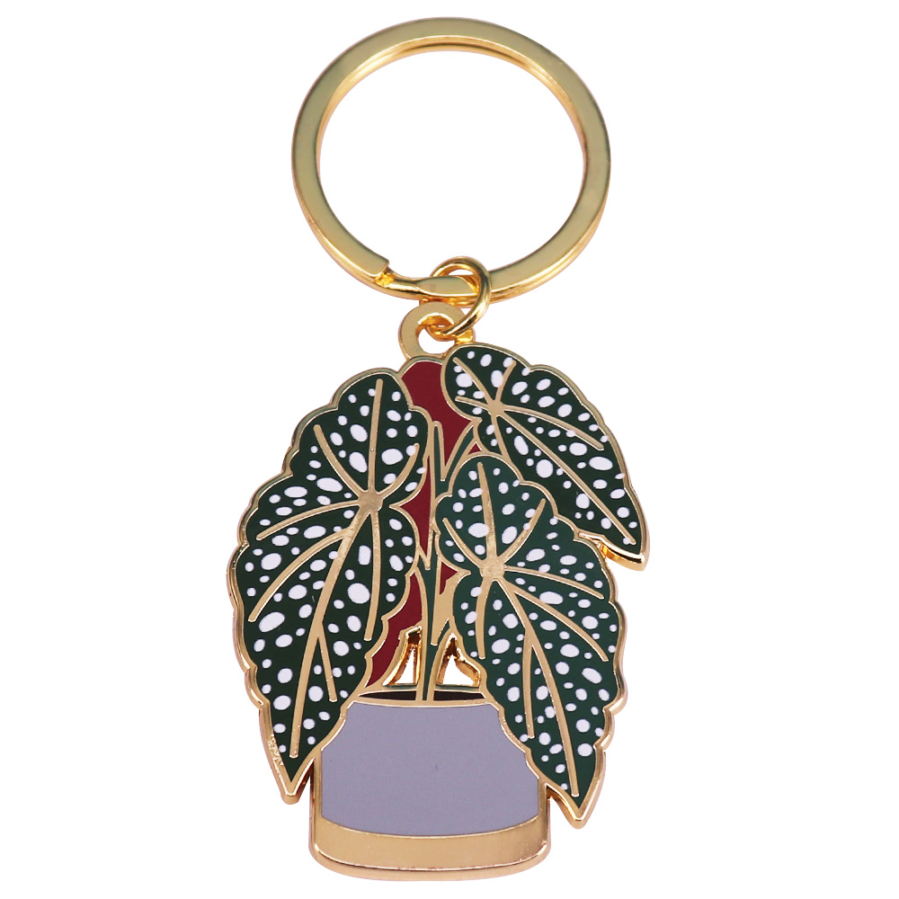 Monstera Thai Constellation - Gantungan Kunci tanaman Begonia KeyFob lucu