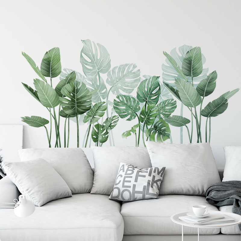 Monstera Thai Constellation - Stiker dinding vinil dekorasi daun hijau,