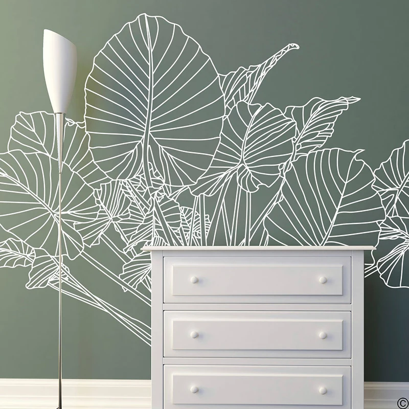 Monstera Thai Constellation - Stiker Dinding Tanaman Tropis Telinga Gajah,
