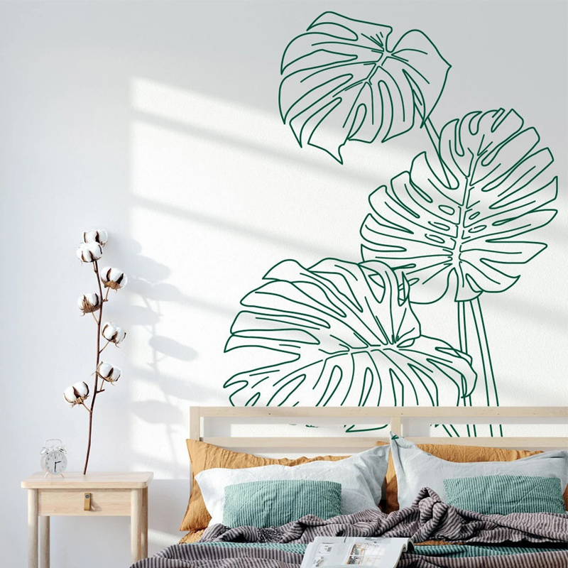 Stiker Dinding Daun Hutan Trop - Monstera Thai Constellation ulasan dan harga