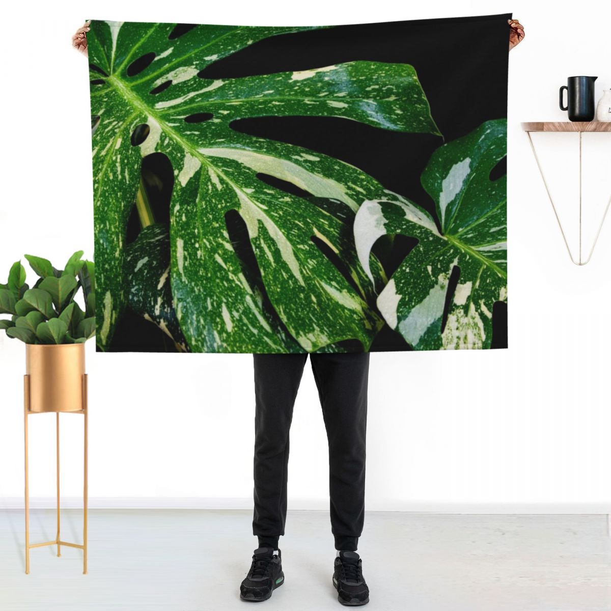 Selimut Lembut Motif Monstera  - Monstera Thai Constellation ulasan dan harga