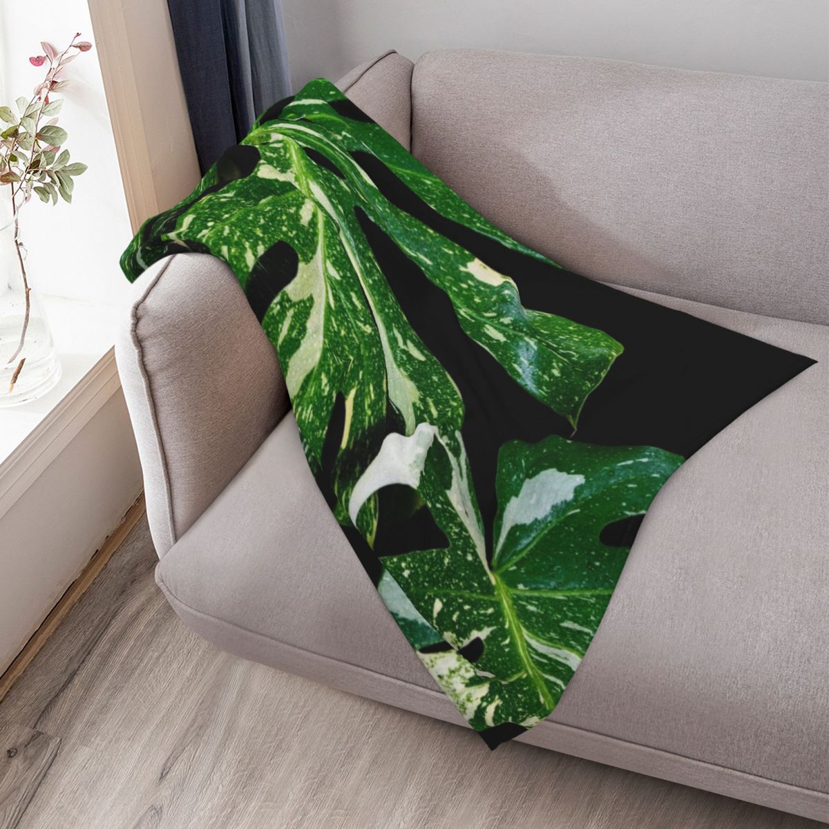 Selimut Lembut Motif Monstera  - Monstera Thai Constellation ulasan dan harga