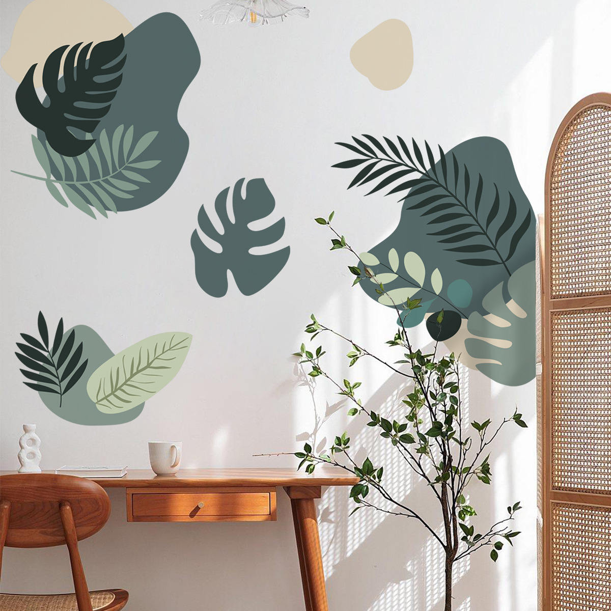 Stiker Dinding Daun Hijau Bohe - Monstera Thai Constellation ulasan dan harga