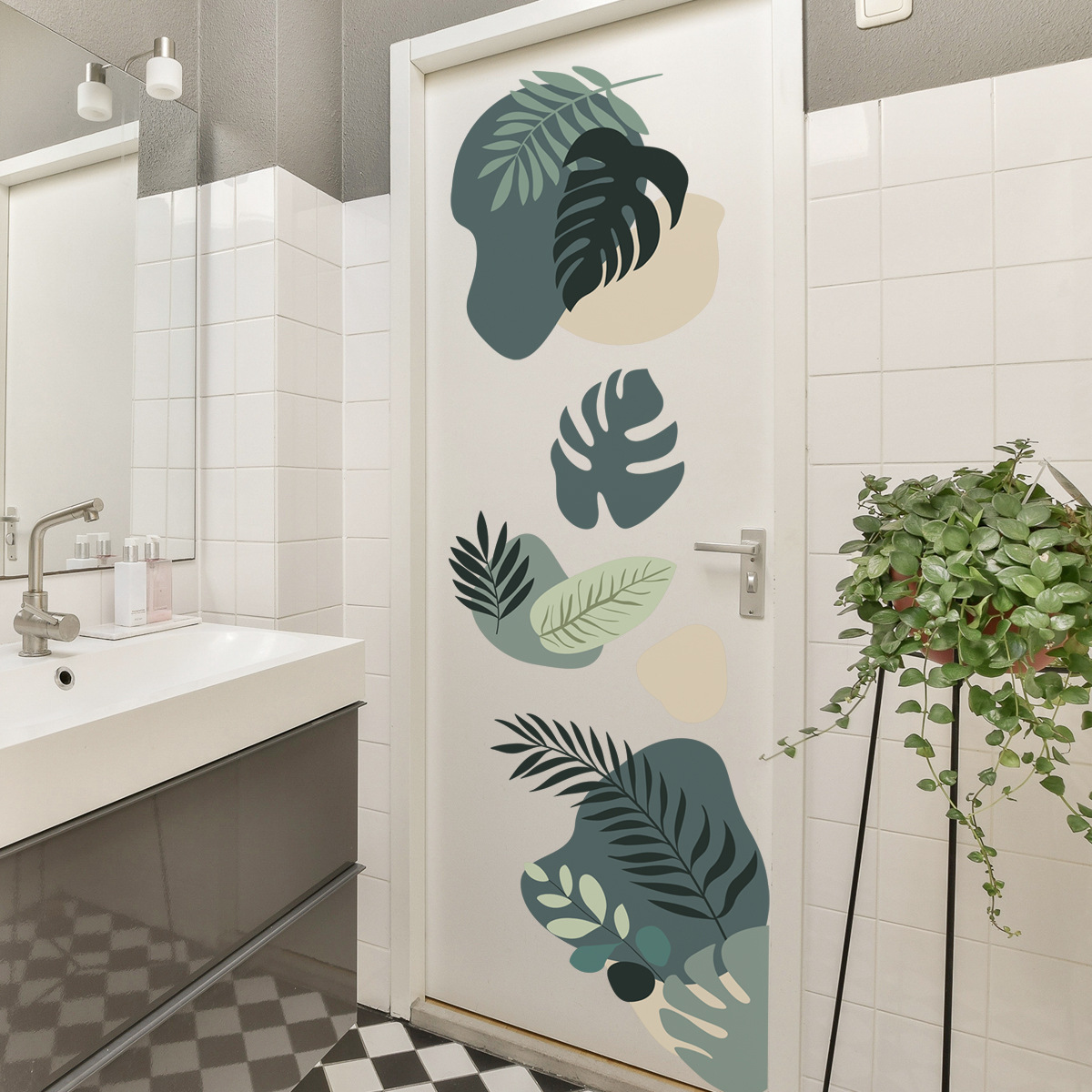 Stiker Dinding Daun Hijau Bohe - Monstera Thai Constellation ulasan dan harga