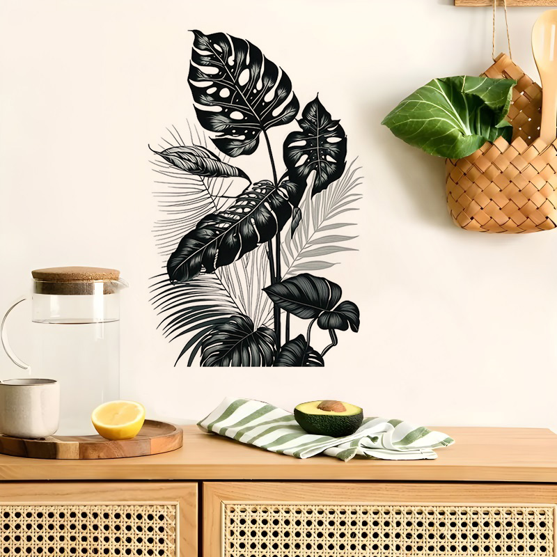 MT1184 #   Stiker Dinding Daun - Monstera Thai Constellation ulasan dan harga